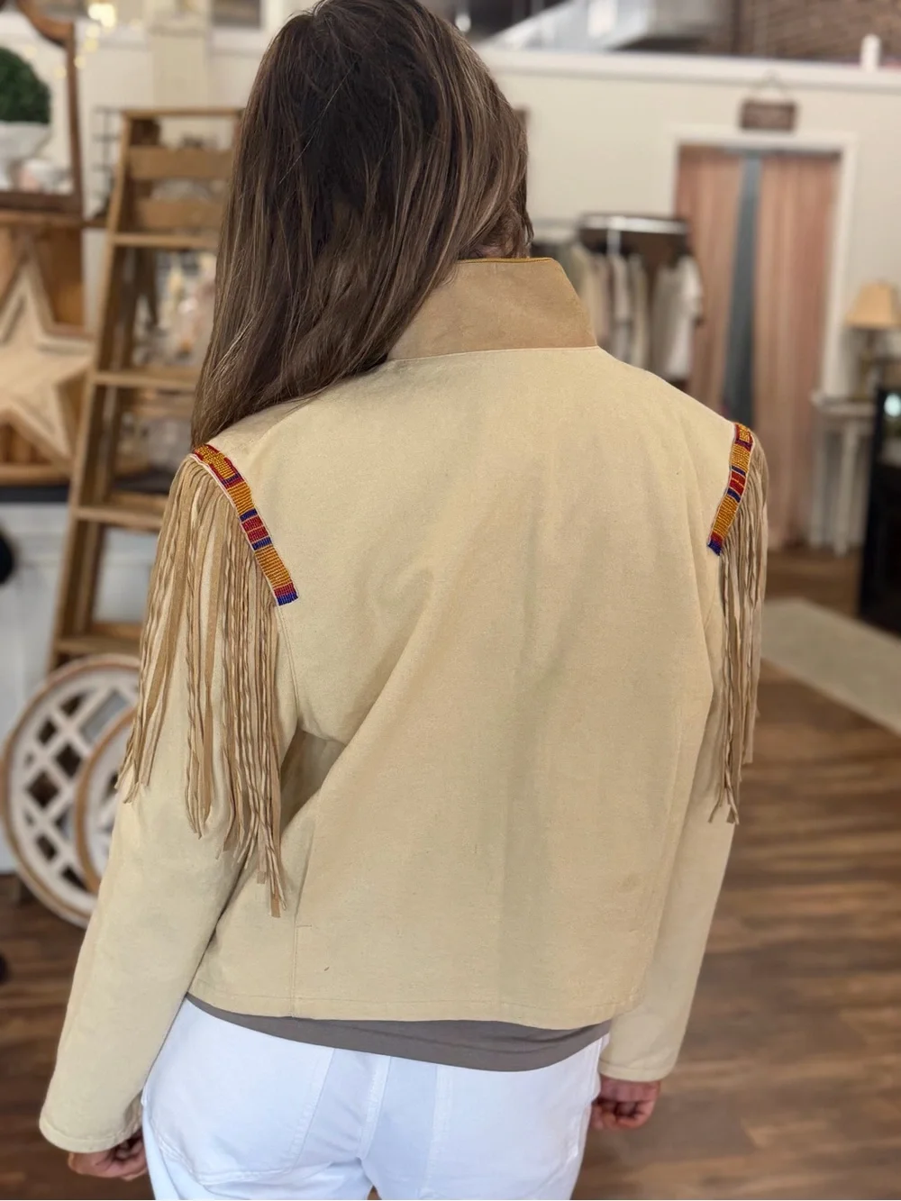 Double D Ranch Vintage style Fringed, native design, Western Jacket - Picture 2 of 7